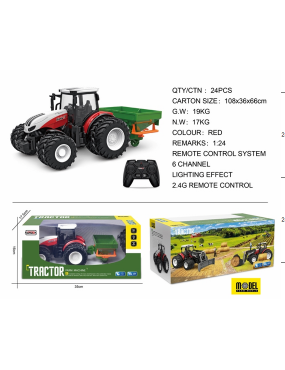 Traktor czerwony z siewnikiem