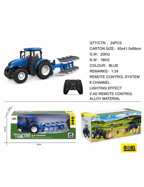 Traktor niebieski z pługiem...