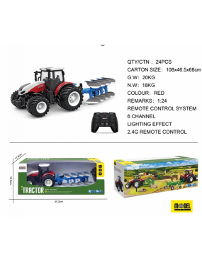 Traktor czerwony z pługiem...