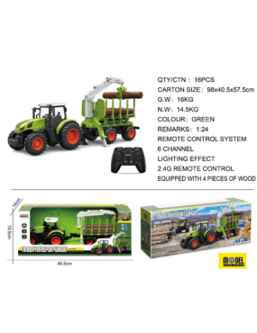 Traktor zielony z przyczepą...