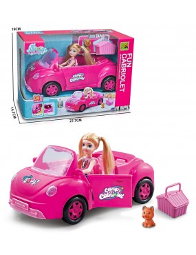 Autko Cabrio Różowe z Lalką