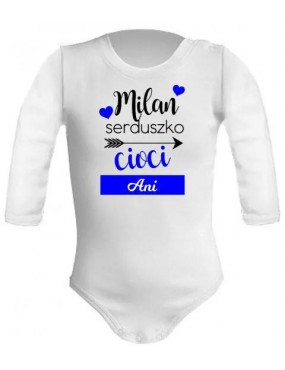 Body dla niemowląt (dziecięce) z długim rękawem - Milan serduszko cioci Ani (Imię)