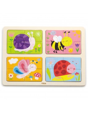 VIGA Drewniane Puzzle Owady...